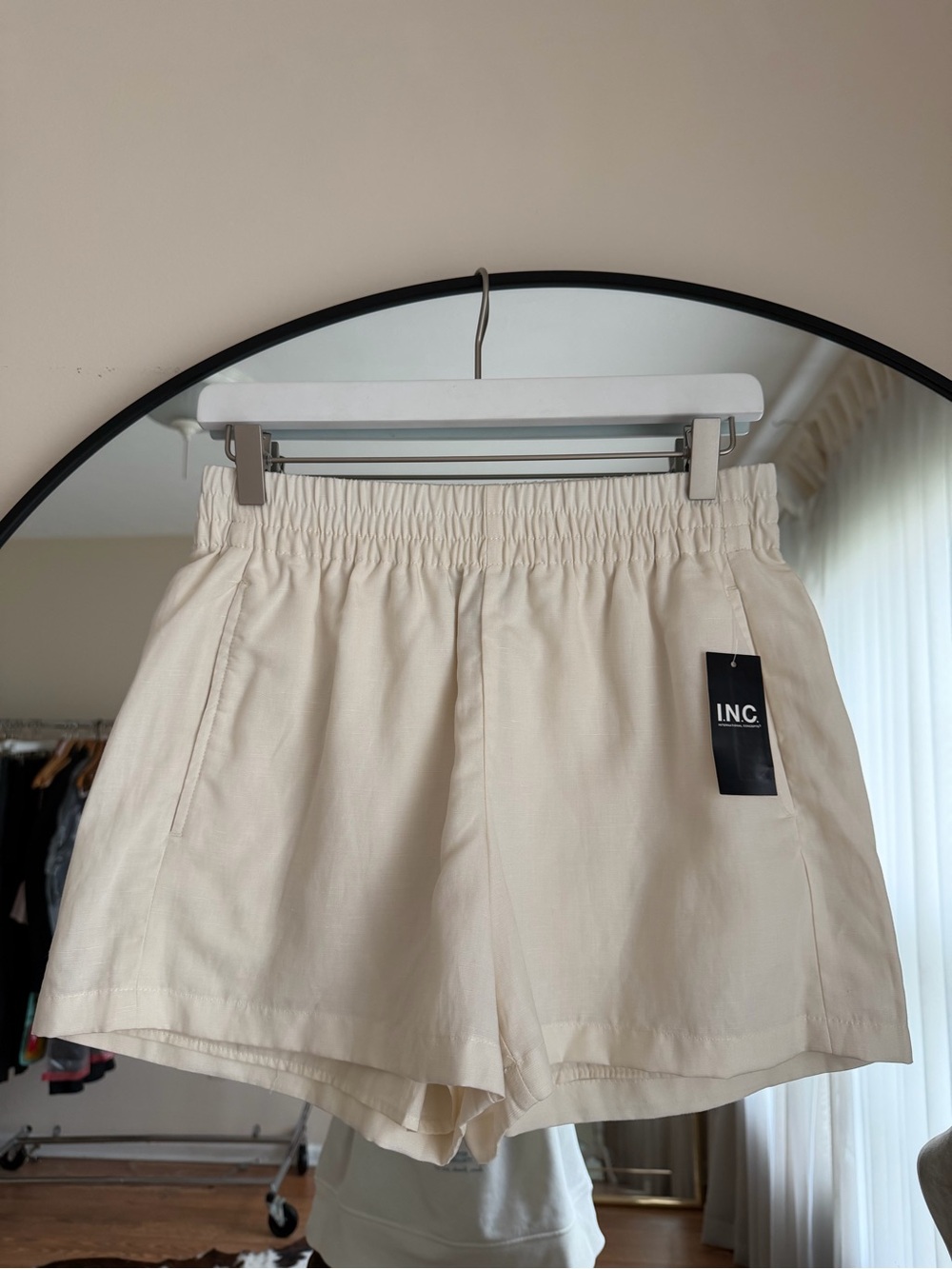 INC International Concepts Cream Linen Shorts